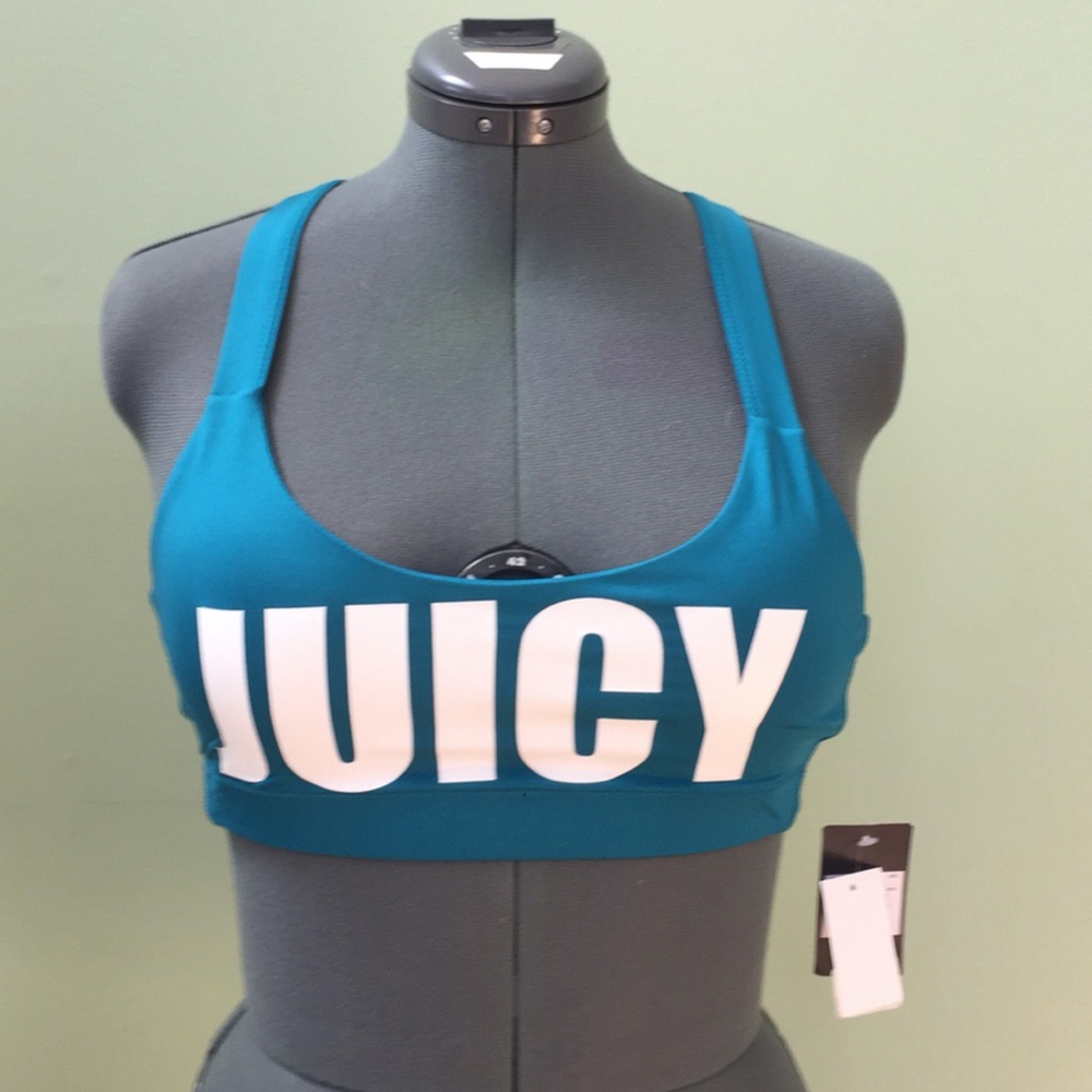 NWT Teal Juicy Couture Polyester Sport Bra Sz S